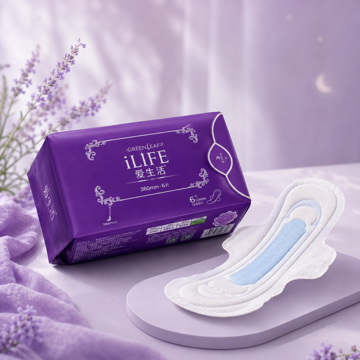 GREENLEAF iLiFE Длинные ночные гигиенические прокладки, 360 мм