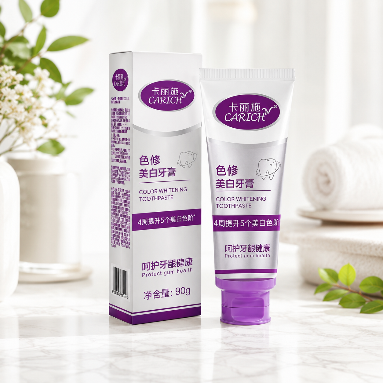 CARICH Color Repair Фиолетовая отбеливающая зубная паста-гель
