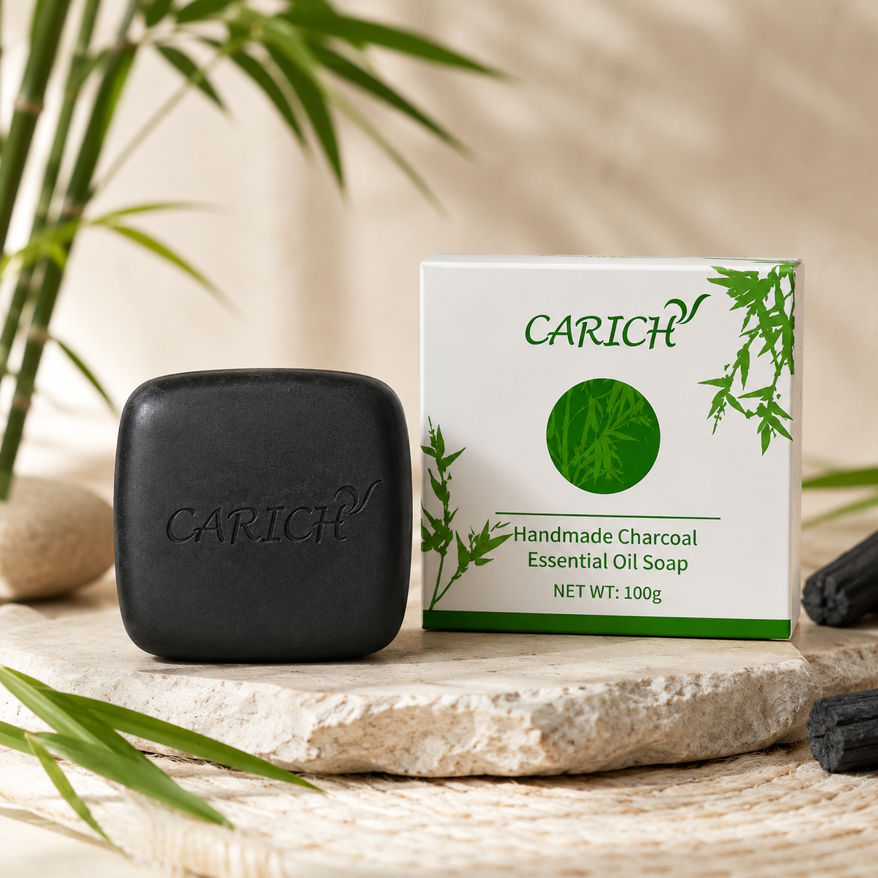 GREENLEAF CARICH Мыло ручной работы с эфирными маслами и углем Бинчотан